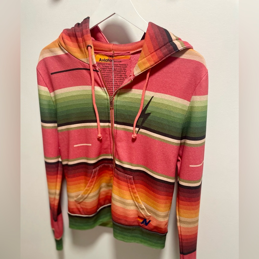 NWT Aviator Nation Rare Tulum Zip Up Bolt Hoodie in XS